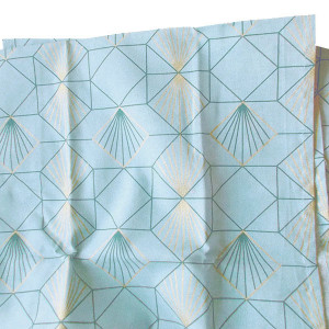 niebieski bieżnik na stół, bawełniany bieżnik, nowy bieżnik 45x150,  niebieska serweta z nadrukiem, niebieski obrus z bawełny, nowoczesny obrus 150x45