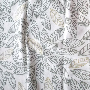 liście bieżnik 45x150, bawełniany bieżnik z nadrukiem, nowy bieżnik z bawełny, liście serweta 150x45, bawełniany obrus w liście, hygge serweta z bawełny