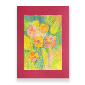 łąka rysunek 30x40, kwiaty obrazek A3, ogród rysunek do domu, obraz z kwiatami, kolorowa grafika do sypialni