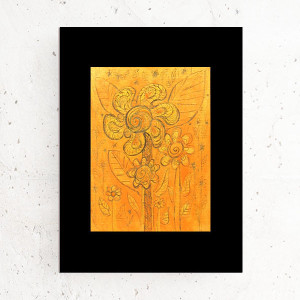 kwiatki obrazek 21x30, boho rysunek A4, mały obrazek do przedpokoju, rustykalny rysunek w ciepłych kolorach, dekoracja na ścianę