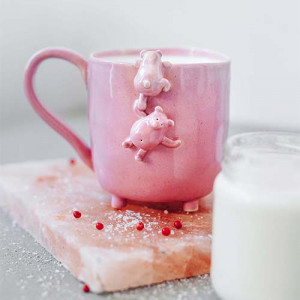 Różowy kubek dwa misie - 400 ml - Rękodzieło