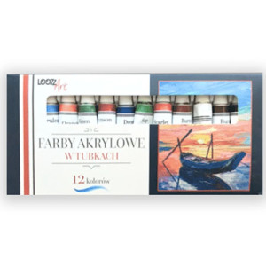 farby akrylowe 12, akryle w tubkach 12, zestaw farb akrylowych, akryle farbki 12, komplet farb akryle 12 kolorów, farbki akryle 12 sztuk