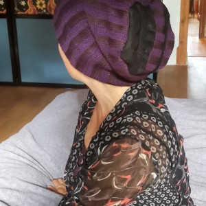 Czapka smerfetka fiolet na podszewce