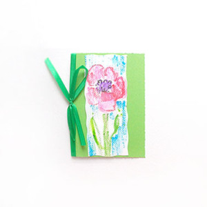 zielona kartka ręcznie malowana, kwiat kartka bez życzeń, kartki na różne okazje, zaproszenie bez tekstu, podziękowanie, wiosenna kartka