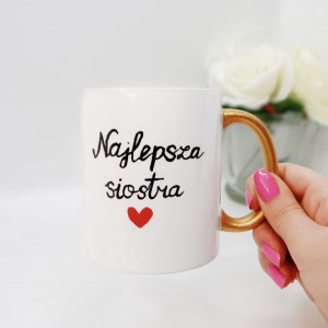 kubek dla siostry najlepsza siostra na prezent na herbatę ręcznie malowany