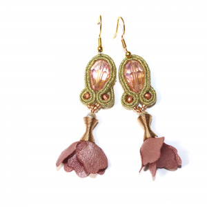 Kolczyki Sutasz Beige Flowers