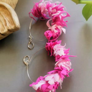 Kolczyki kola róż amarant i pastele