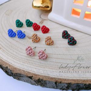 Kolczyki sweterkowe serduszka