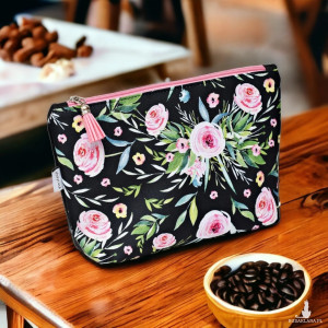 Kosmetyczka damska etui do torebki wodoodporna organizer duża kosmetyczka kwiaty
