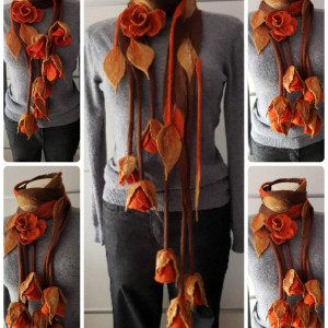 Ozdobny szal , zamotka z różami