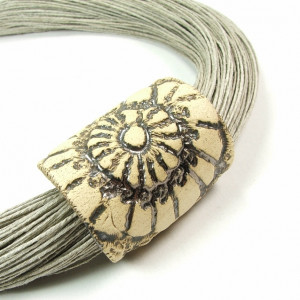 Elang - CeriEco - naszyjnik lniany z ceramiką