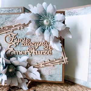 119,KARTKA Z OKAZJI PRZEJŚCIA NA EMERYTURĘ W PUDEŁKU