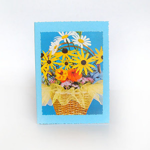 kwiaty kartka, ogólna kartka bez życzeń, bukiet kartka, niebieska kartka z kwiatkami, zaproszenie bez tekstu, podziękowanie