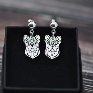 Buldog / Buldożek francuski - kolczyki, srebro 925
