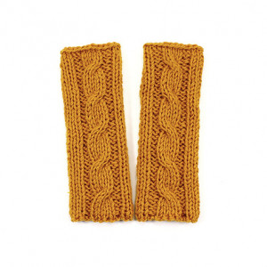 Złote mitenki z warkoczem rękawiczki bez palców