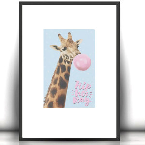 żyrafa plakat do domu, pastelowy plakat A4, zwierzęta plakat 21x30, mały plakat z żyrafą, plakat dla dziewczynki, plakat do pokoju nastolatki, boho plakat na ścianę, zoo plakat dekoracyjny