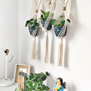 Kwietnik makrama na 3 doniczki