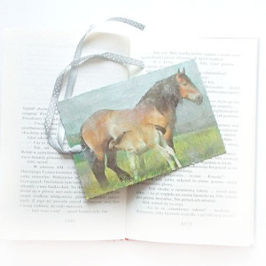 vintage zakładka do książki, zwierzęta zakładka, konie zakładka do książek, zakładka z konikami, zakładka z końmi
