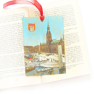 vintage zakładka do książki, retro zakładka, shabby chic zakładka do książek, Hamburg zakładka do książki, podróże zakładka