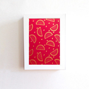 czerwony obrazek w ramce, arbuz obraz, złoto czerwona dekoracja na ścianę