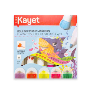 flamastry z rolką stemplującą, mazaki ze stemplami, kayet pisaki ze stemplującą rolką, kayet flamastry komplet flamastrów stemplujących
