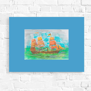 retro plakat 30x40, żagle obrazek A3, plakat ze statkiem, żegalarska dekoracja do domu, statek plakat 30x40, żaglowiec obraz 30x40, vintage grafika na ścianę, żeglarski plakat retro