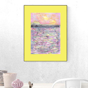 pejzaż rysunek 30x40, minimalistyczna grafika na ścianę, krajobraz A3, minimalizm rysunek z pejzażem