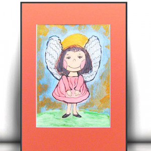 rysunek z aniołkiem, obrazek z aniołkiem, ręcznie malowany aniołek, aniołek dekoracja do domu, aniołek do pokoju dziecka