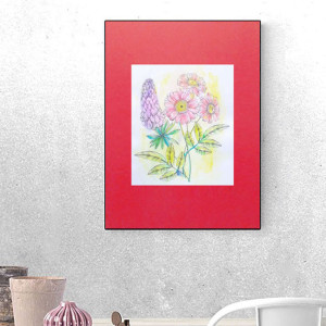 retro plakat A3, retro grafika na ścianę, 30x40 plakat z kwiatami, botaniczny plakat do domu, kwiatki plakat A3, vintage obrazek z kwiatkami