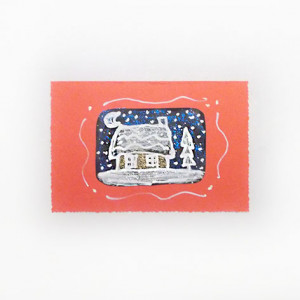 czerwona kartka na Boże Narodzenie, świąteczne kartki bez życzeń, zima kartka, bajkowa kartka, Boże Narodzenie kartki ręcznie malowane, kartki dla firm, kartki na Nowy Rok, rustykalne kartki