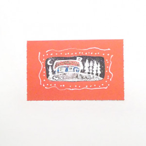 czerwona kartka świąteczana, Boże Narodzenie kartka bez życzeń, zima kartka, rustykalne kartki ręcznie malowane, kartki dla firm, kartki na Nowy Rok