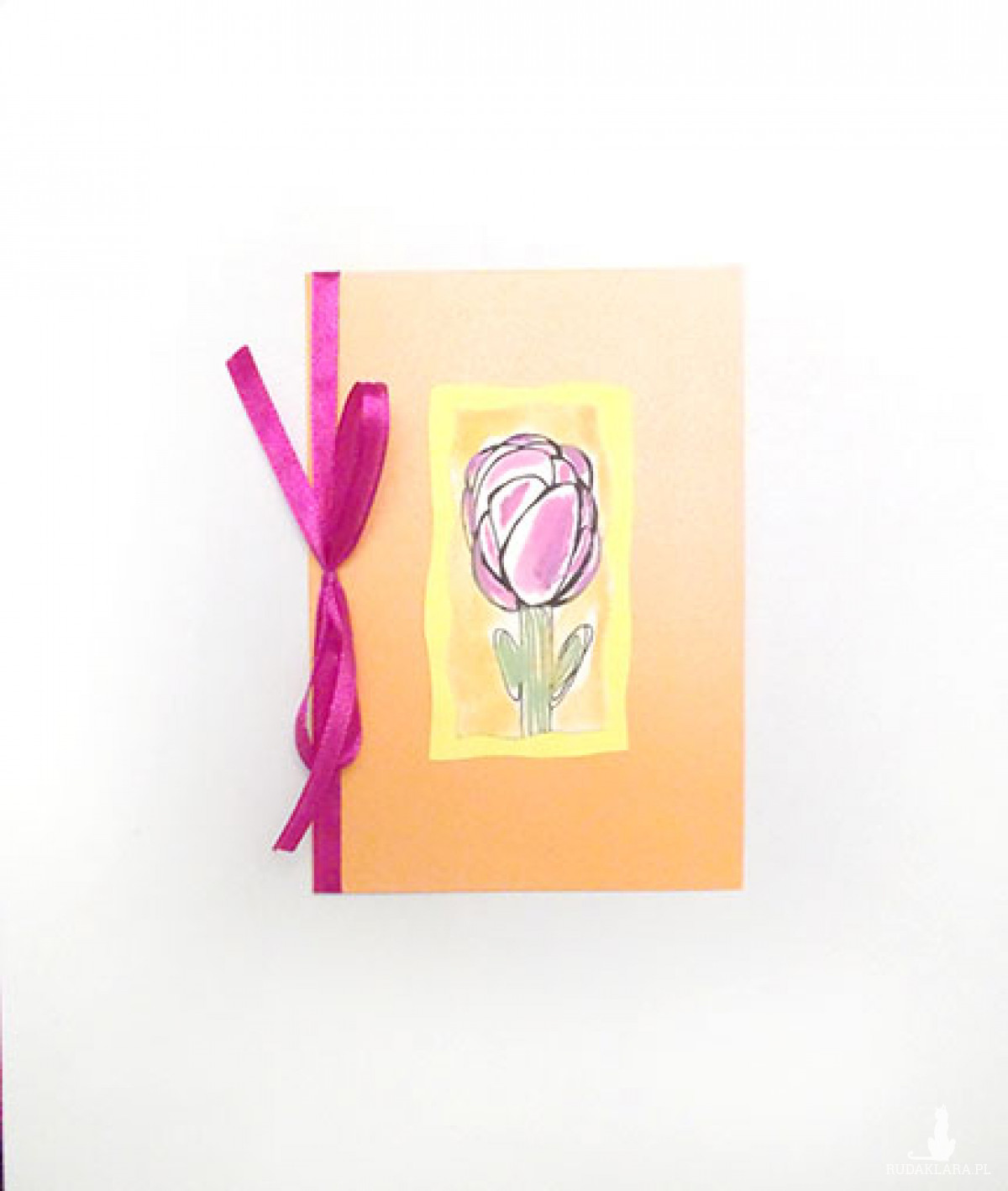 kwiatek kartka bez życzeń, malowana kartka okolicznościowa, kartka dla dziewczyny, kolorowa kartka