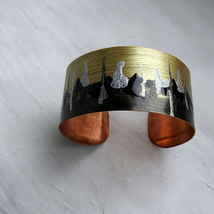 Bransoleta Złoto i Czerń ręcznie malowana