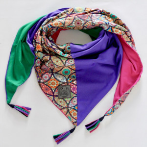 Chusta patchworkowa mandale z fioletem