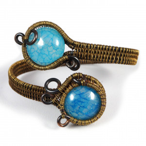 Miedziano mosiężna bransoletka z agatami dragon vein, ręcznie wykonana, prezent dla niej prezent dla mamy, prezent urodzinowy biżuteria