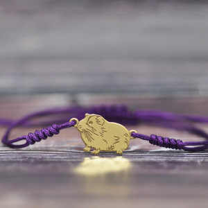 Świnka morska- bransoletka, srebro pozłacane