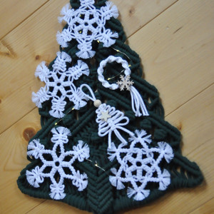 Ozdoby świąteczne, śnieżynki - makrama