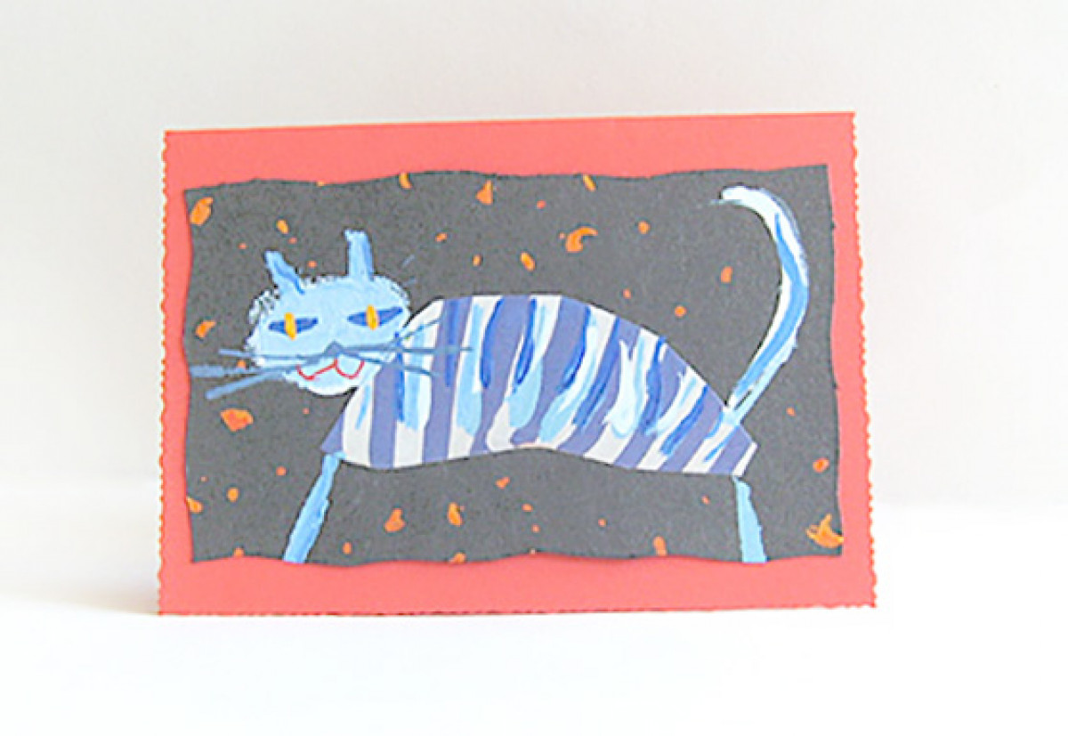 kot kartka, kartka z kotem, kartka ręcznie malowana, bajkowa kartka, śmieszna kartka, zwierzęta kartki