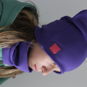 Czapka i komin fioletowy