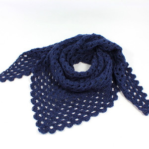 Chusta apaszka granatowa na szydełku