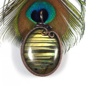 Labradoryt, Miedziany wisior z labradorytem, ręcznie wykonany, prezent dla niej prezent dla mamy prezent urodzinowy prezent dla żony,