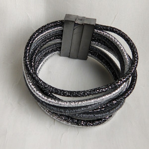 Bransoletka sznurkowa Srebrne Szarości z magnetycznym zapięciem