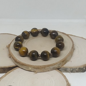 Męska bransoletka z tygrysiego oka i miedzi
