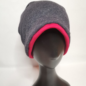 Czapka smerfetka szaro czerwona