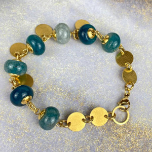 Pozłacana bransoletka z agatów c1089