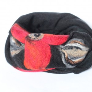 komin szal wełniany w kwiaty folkowy