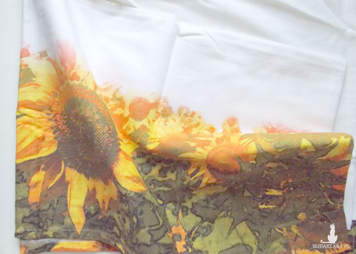 kwiaty obrus, duży obrus z bawełny, bawełniany obrus w słoneczniki