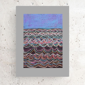 morze rysunek 30x40, minimalizm plakat malowany ręcznie, nowoczesna grafika do loftu, morski plakat A3, boho dekoracja do domu