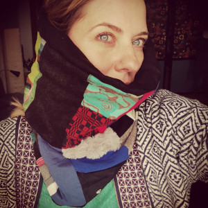 Komin patchworkowy kolorowyv milutki