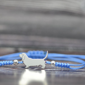 Basset hound - bransoletka z psem, srebro 925